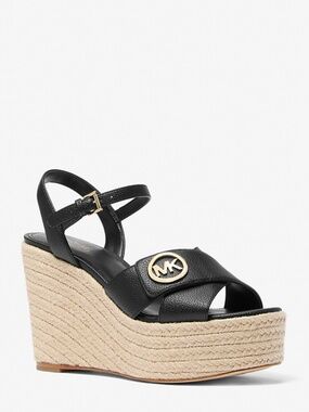 New Michael Kors Hannah Wedge Black Sandal